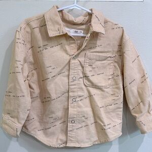 Zara Kids Light Tan Corduroy Shirt